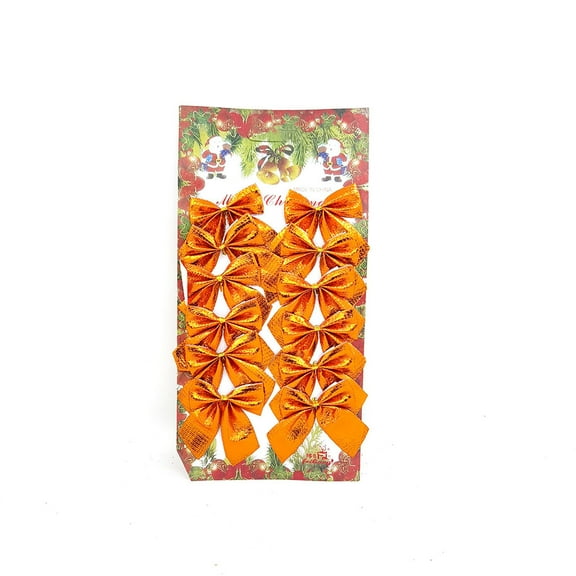 Axiiglly 2.2" Mini Christmas Tree Bows(12pc), Orange Satin Bows Christmas Decorations Crafts Tie Bows Hanging Ornaments for Wrapping Wreath Party Gifts Bags Holiday Decor