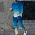 thumbnail image 1 of Axiiglly 2 Piece Set for Men Gradient Pullover Sweatshirt Tracksuit Elastic Waist Jogging Sweatpant with Pockets Casual Hiking Running Sport Suits Set S-5XL, 1 of 7