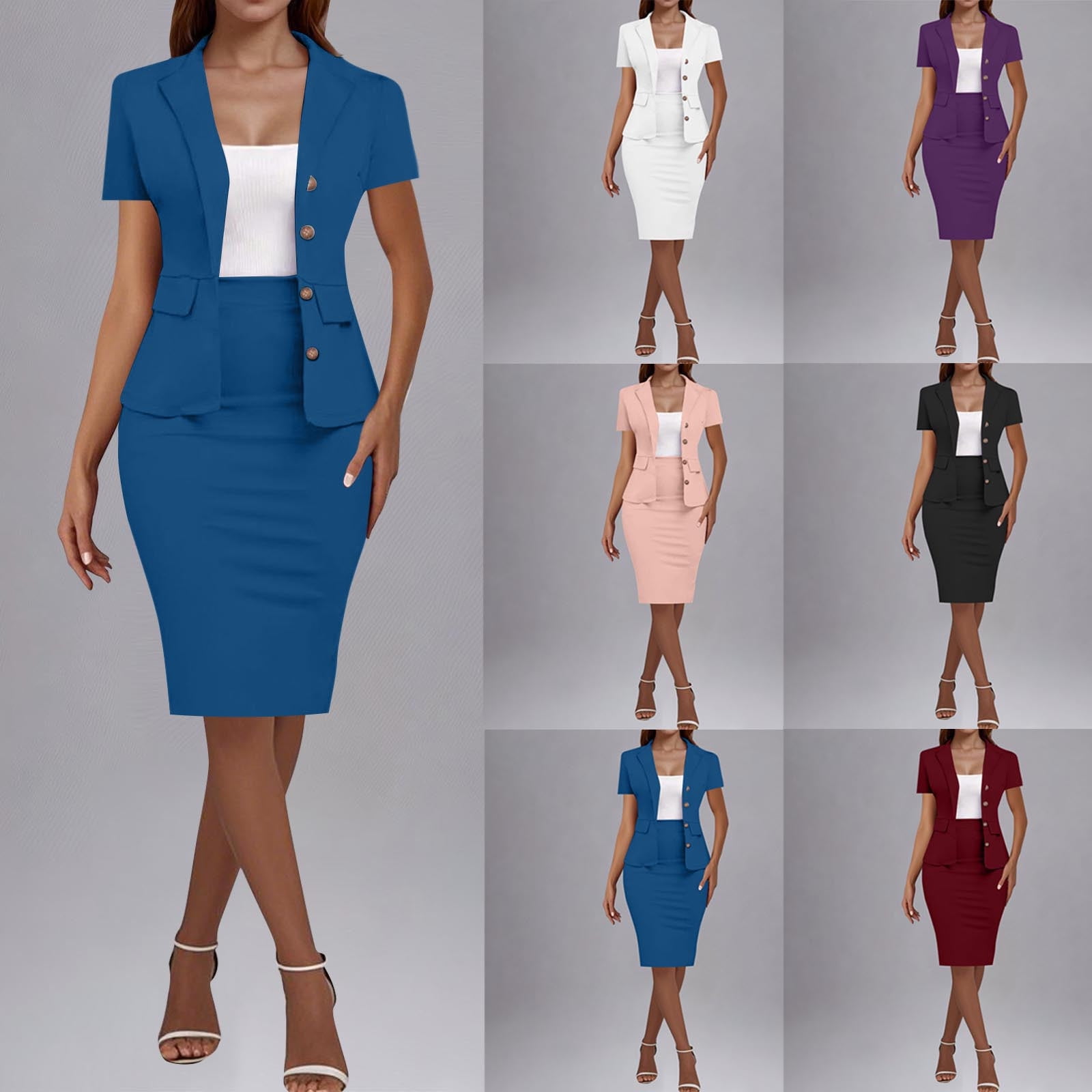 Axiiglly 2 Piece Skirt Sets for Women Business Skirt Suit Set Work Axiiglly 2 Piece Skirt Sets for Women Business Skirt Suit Set Work