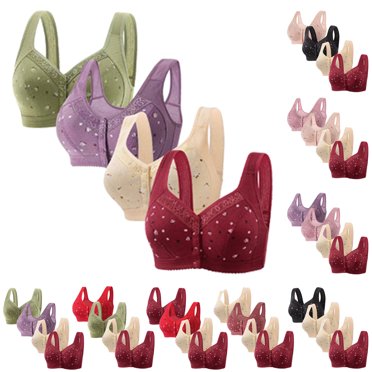 Joau Plus Size Wire Free Bras For Women, Comfort Push Up Bra Full-Coverage Wireless Bras Lightly