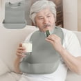 thumbnail image 1 of Axiiglly Adult Bibs with Crumb Catcher for Eating, Washable Silicone Clothing Protector Reusable Waterproof Large Feeding Adult Bibs for Men Women Elderly Senior, Gray, 1 of 7