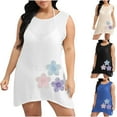 thumbnail image 1 of Axiiglly Bathing Suit Cover Up for Women Floral Printed Beach Cover Ups Plus Size Summer Sleeveless Swimsuit Coverups Hollow Out Silde Split Swimwear Casual Bikini Vacation Oufits, 1 of 5