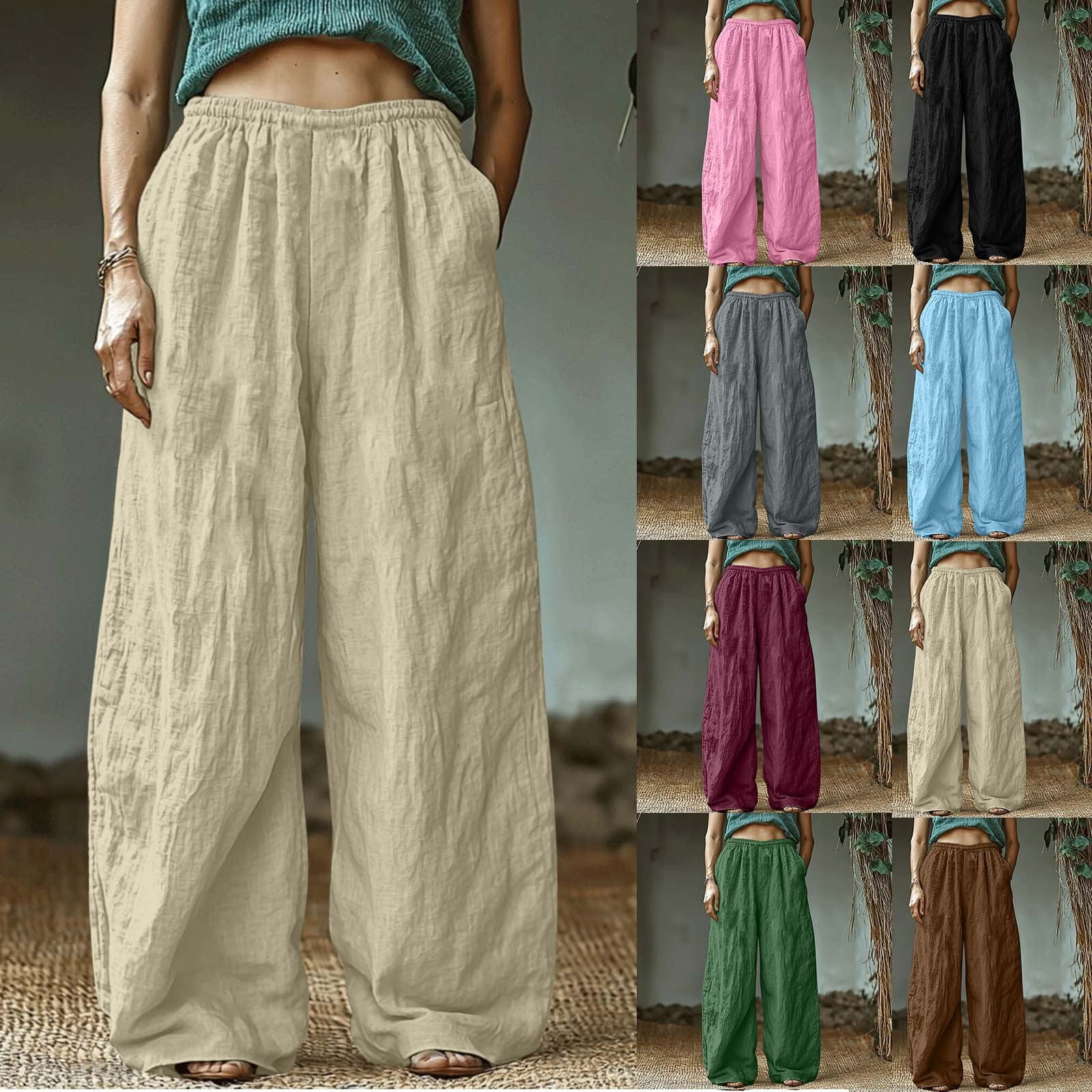 Axiiglly Beach Pants for Women Outdoor Boho Summer Pants Loose Baggy ...