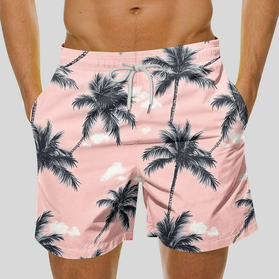 Axiiglly Beach Shorts for Men Plus Size Summer Shorts Casual Floral Printed Board Shorts Elastic Waist Vacation Swim Trunks Comfy Lightweight Hawaiian Shorts with Pockets