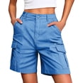 thumbnail image 1 of Axiiglly Bermuda Cargo Shorts for Women Mid Rise 4 Pockets Stretch Knee Length Wide Leg Relaxed Fit Hiking Shorts, S-2XL, 1 of 8