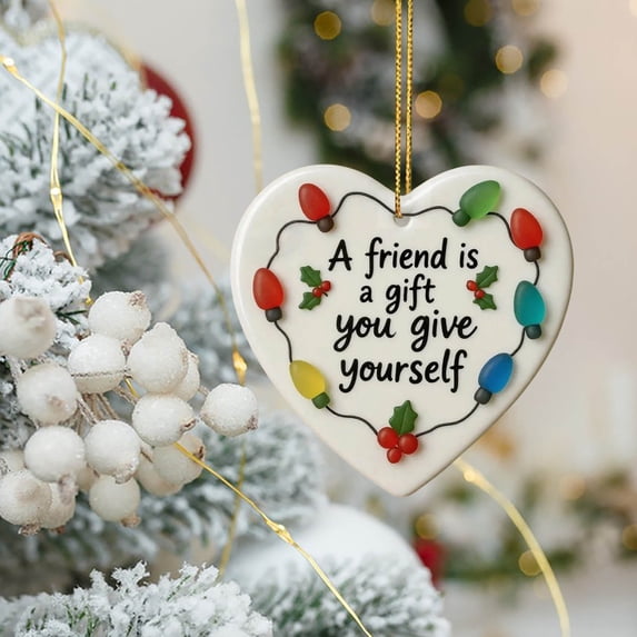 Axiiglly Best Friends Gifts Heart-Shaped Acrylic Flat Decor, Christmas Decorations Friendship Keepsake Pendant for Xmas Tree Hanging Ornaments Art Present for Best Friends Birthday Gifts Decor