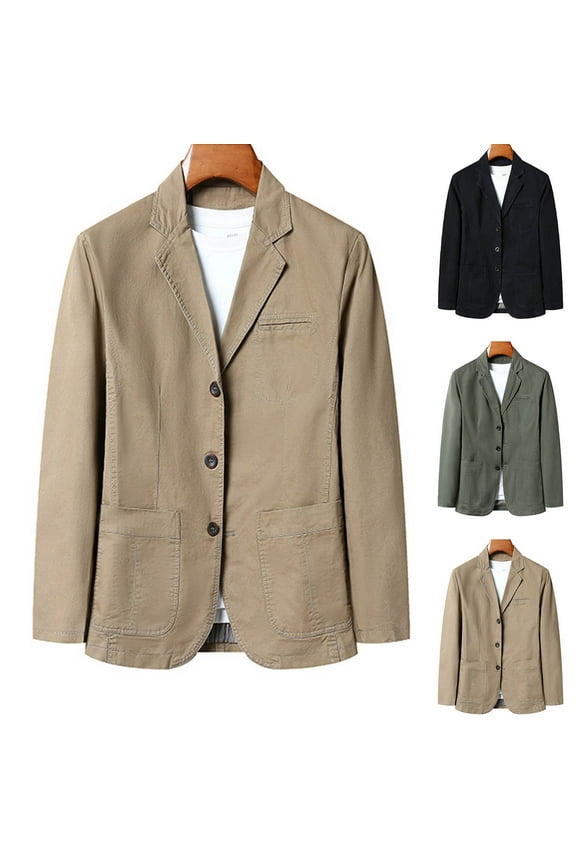 Blazer for Men Classic Fit Suit Jacket Button Cotton Blazer Plus Size Lightweight Jackets Casual Stylish Sport Jackets