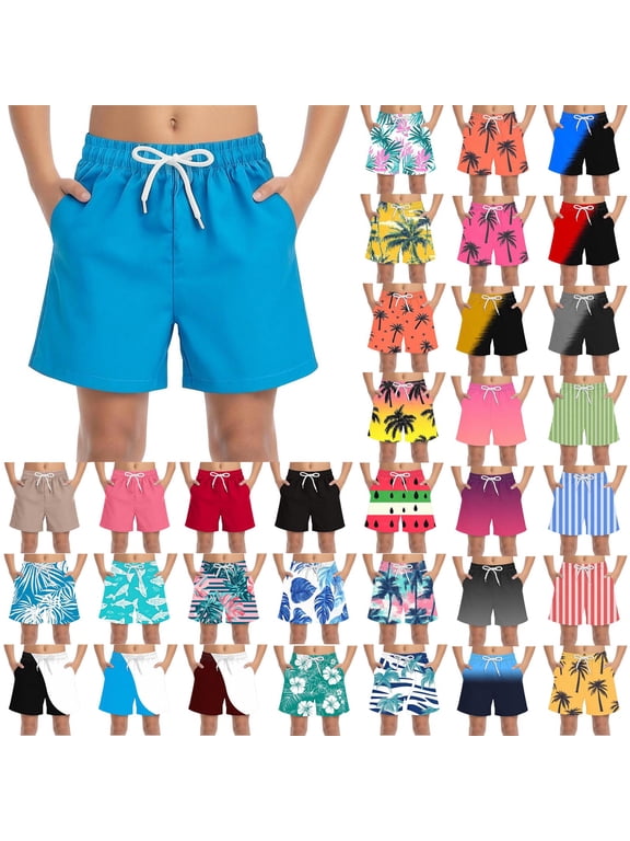 Boys Swim Trunks Drawstring Racing Youth Competetive Quick Dry Boys Bathing Shorts Elastic Waist Lightweight Comfortable Swim Shorts 4-15 Years