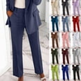 thumbnail image 1 of Horkkom Business Casual Pants for Women Solid Color Plus Size Pants Button Slim Work Dress Pants Ankle Casual Pants with Pockets, 1 of 5