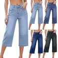 thumbnail image 1 of Axiiglly Capri Jeans for Women High-Mid Rise Straight Wide Leg Cropped Denim Jeans with Pockets 2026, S-2XL, 1 of 7