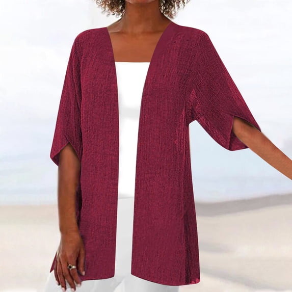 Axiiglly Cardigan for Women Open Front Plus Size Long Cardigans Lightweight Short Sleeve Loose Thin Cardigans Summer Casual Beach Comfy Outwear Coat