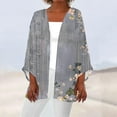thumbnail image 1 of Axiiglly Cardigan for Women Plus Size Lightweight Cardigans Autumn Casual Comfy Puff Sleeve Open Front Tops Floral Print Loose Swim Beach Bathing Suit Cover Up, 1 of 5