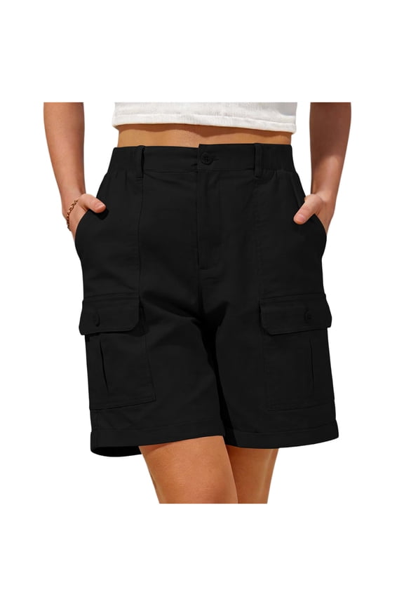 Cargo Bermuda Shorts for Women High Waisted 6 Pockets Stretch Long Shorts Wide Leg Relaxed Fit Hiking Shorts, S-2XL