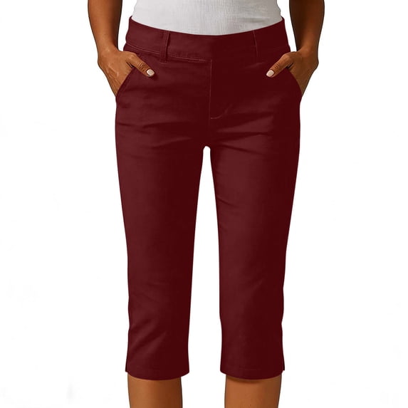 Axiiglly Cargo Capris for Women 2026 Elastic Waist Slim Stretchy Cargo Hiking Cropped Pants with Pockets, S-3XL