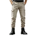 thumbnail image 1 of Axiiglly Cargo Pants for Men, Elastic Button Down Waisted Straight Slim Fit Work Pants with Multi Pockets, Casual Lightweight Workout Hiking Joggers Trousers S-2XL, 1 of 7