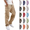 thumbnail image 1 of Axiiglly Cargo Pants for Men, Casual Cotton Elastic Waist Straight Leg Outdoor Hiking Work Pants with Multi Pockets M-3XL, 1 of 9