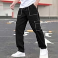 thumbnail image 1 of Axiiglly Cargo Pants for Men Drawstring Elasti Waist Straight Leg Loose Fitted 5 Pockets Pants Outdoor Running Gym Hiking Pants, S-3XL, 1 of 9