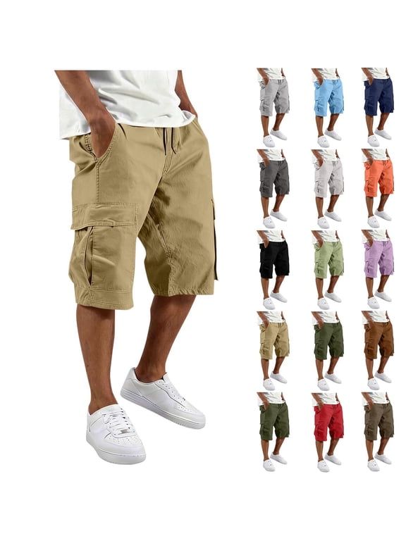 Cargo Shorts for Men Casual Multi Pockets Elastic Waist Work Shorts Summer Hiking Camping Stretch Cargo Shorts S-4XL