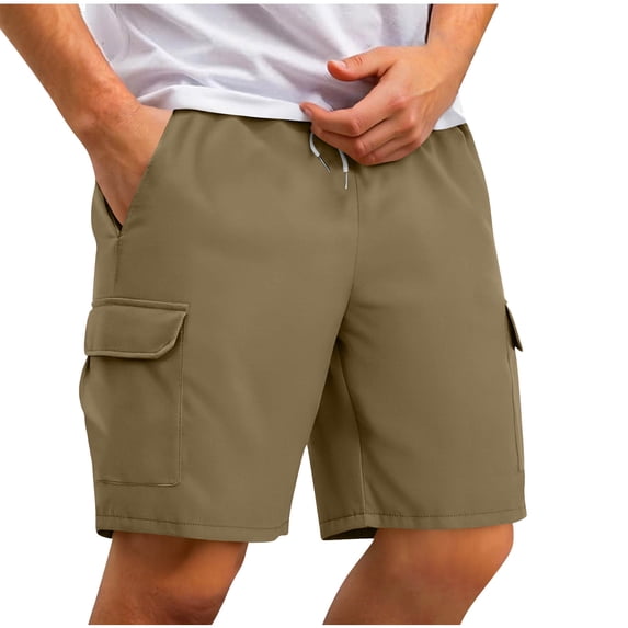 Axiiglly Cargo Shorts for Men Drawstring Elastic Waist 4 Pockets Hiking Shorts Summer Casual Everyday Shorts, S-2XL