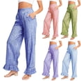 thumbnail image 1 of Axiiglly Casual Pants for Women Plaid Printed Wide Leg Sweatpants Casual Loose Outdoor Pants with Pockets S-2XL, 1 of 8