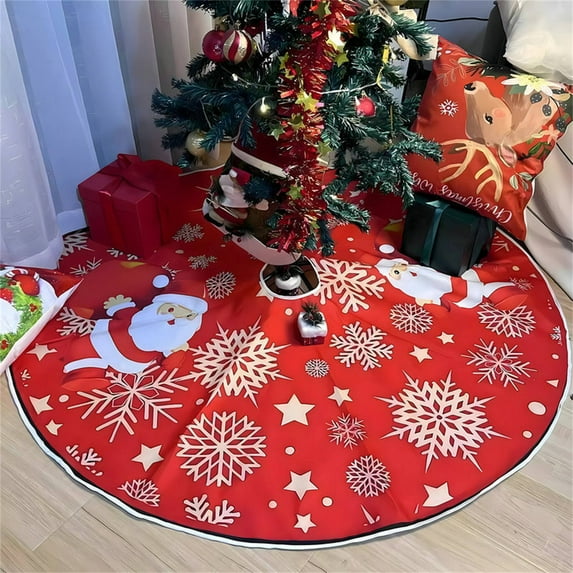 Axiiglly Christmas Tree Skirt 24" Winter Snowflake Christmas Decor for Tree Skirt Xmas Tree Decorations Mat for Holiday Party Home Floor Decor