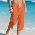 thumbnail image 1 of Axiiglly Cotton Linen Capri Pants for Men Drawstring Elastic Waist Summer Casual Capris with Pockets Beach Vacation Pants, S-2XL, 1 of 9