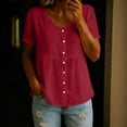 thumbnail image 1 of Axiiglly Cotton Linen Tops for Women Button Down V Neck Short Sleeve Peplum Boho Beach Blouses Loose Flowy Summer Shirts, S-2XL, 1 of 6