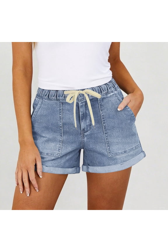 Denim Shorts Women High Rise Distressed Ripped 4 Pockets Jean Shorts Summer Casual Shorts, S-2XL