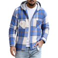 thumbnail image 1 of Axiiglly Flannel Shirt for Men, Plaid Long Sleeve Button Down Drawstring Hooded Sweatshirts with Pockets, Casual Loose Fitted Travel Work Hooded Jackets, 1 of 6