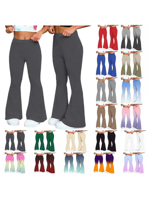 Flare Leggings for Women,Tummy Control Stretchy High Waist Wide Leg Flare Yoga Pants,Casual Loose Soft Workout Leggings S-2XL