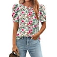thumbnail image 1 of Axiiglly Floral Tops for Women Crew Neck Summer Shirts Short Sleeve Fashion Shirts Loose Casual Going Out Tops, 1 of 7