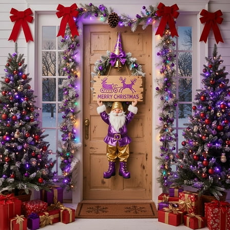 Axiiglly Front Door Decor with Santa Wreaths Christmas Decorations Door Banner, Xmas Backdrops Decor Festive Door Covers Hanging Ornaments for Porch Wall Party Holiday-35"x73"