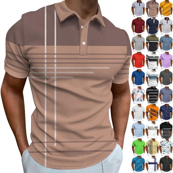 Axiiglly Golf Shirts for Men Short Sleeve Collared Button Loose Fit Breathable Summer Shirts for Big & Tall, S-5XL