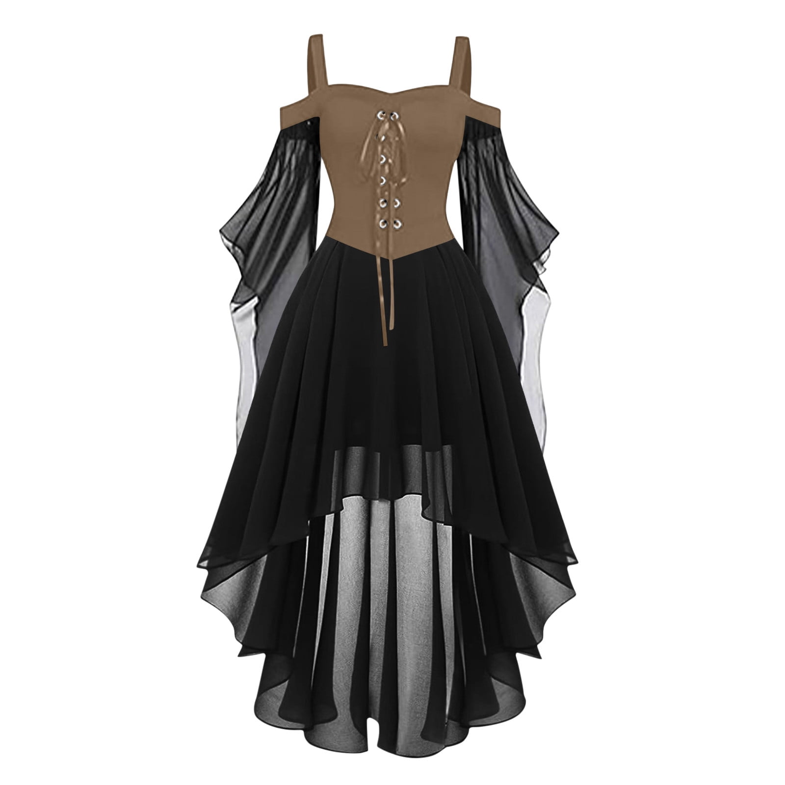 knee length dresses for ladies Gothic Off Shoulder Lantern Mesh Sleeve Mini Dress (Available in size –  ROCK 'N DOLL