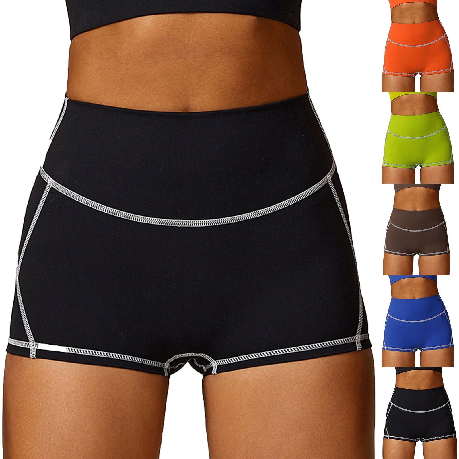 Axiiglly Gym Shorts Women Elastic Waist Biker Shorts Hip Lift Yoga ...