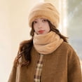 thumbnail image 1 of Axiiglly Hats for Women Soft Warm Winter Hat Scarf Integrated Fleece Lined Cold Weather Snow Hats Casual Outdoor Windproof Neck Protection Scarf Cute Cuffed Plush Hat, 1 of 3