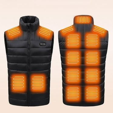 Axiiglly Heated Vest for Men Women Winter Warm Outdoor USB Charging Electric Heating Vest 15 Heated Zones Unisex Smart Heating Vest Washable Heated Sleeveless Jacket Coat (Excluding Power Bank)