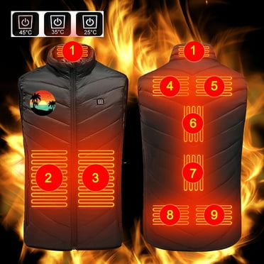 Axiiglly Heated Vest for Women and Men, Rechargeable Smart Electric Heating Vest, 9 Heating Zones Windproof Washable Heated Vest, Printed Plus Size Winter Sleeveless Jackets (Battery Not Included)