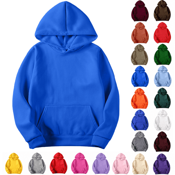 Axiiglly Hoodies for Women, Casual Long Sleeve Blue Hooded Sweatshirts with Pockets, Plus Size Comfy Trendy Pullover Tops, XL