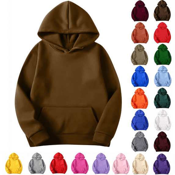 Axiiglly Hoodies for Women, Casual Long Sleeve Coffee Hooded Sweatshirts with Pockets, Plus Size Comfy Trendy Pullover Tops, XL
