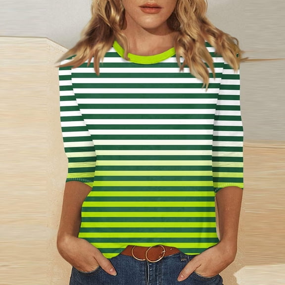 Axiiglly Long Sleeve Shirts for Women Trendy Striped Shirt Loose Crewneck Pullover Tunic Tops Casual Gradient Soft Lightweight Sweatshirt