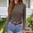 thumbnail image 1 of Axiiglly Long Sleeve Shirts for Women Stretchy Fitted Pullover High Neck Undershirts Fall Fashion Slim Basic Going Out Tops S-2XL, 1 of 6