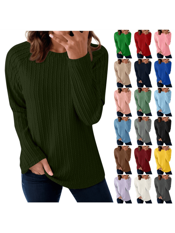 Long Sleeve Undershirt for Women Solid Colid Crew Neck Base Layer Fall Comfy Long Sleeve Shirts XXL