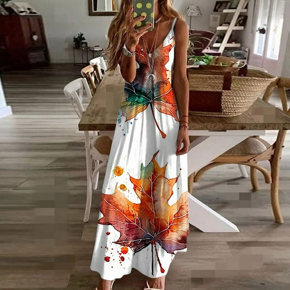 Axiiglly Maxi Dresses for Women Plus Size Spaghetti Strap Boho Dresses Casual Floral Printed Ruffle Sundresses Summer Flowy Beach Dresses