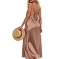 thumbnail image 1 of Axiiglly Maxi Dresses for Women Satin Spaghetti Open Back Flowy Silk Long Dresses Trendy Sleeveless Casual Comfy Night Dresses, S-2XL, 1 of 6