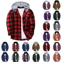 Axiiglly Men's Flannel Shirt Stylish Button Down Drawstring Plaid Hoodie Casual Long Sleeve Fall Hoodies with Flat Pocket S-XXXL