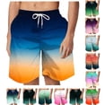 thumbnail image 1 of Axiiglly Men's Swim Trunks Quick Dry Summer Casual Beach Shorts Gradient Printed Elastic Waist Drawstring Swim Trunks with Pockets S-6XL, 1 of 4