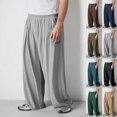thumbnail image 1 of Axiiglly Mens Casual Pants Elastic Waist Long Pants Soft Cotton Linen Pants Oversize Wide Leg Pants Loose Baggy Beach Pant with Pockets L, 1 of 9