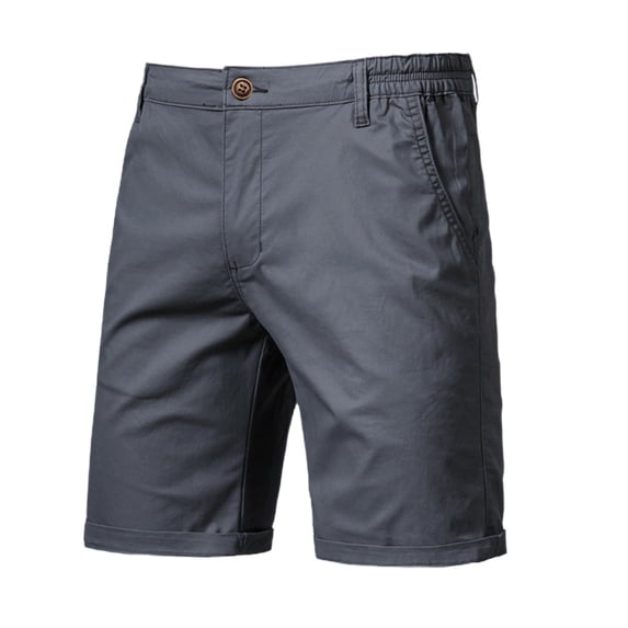 Axiiglly Mens Golf Shorts Elastic Waist Flat Front Zipper Button Shorts with Pockets Summer Casual Straight Dress Shorts