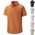thumbnail image 1 of Axiiglly Mens Shirts Casual Summer Dressy Lapel Short Sleeve Button Up Shirts, Solid Color Lightweight Holiday Tops, S-3XL, 1 of 5